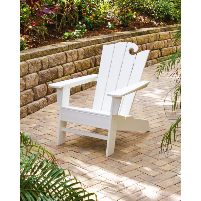 Polywood Wave Collection Adirondack Chairs in White - Peter