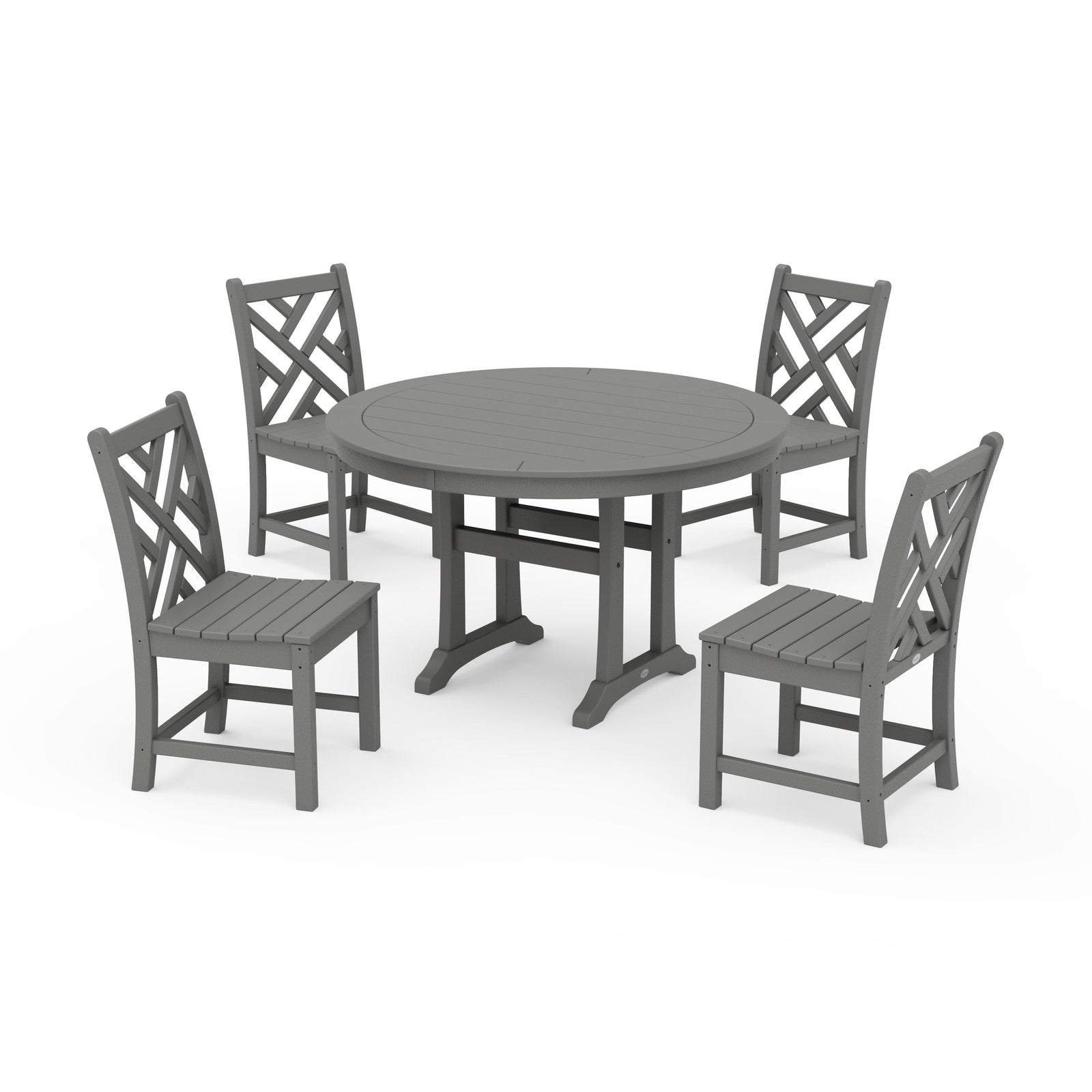 Chippendale Side Chair 5-Piece Round Dining Set With Trestle Legs
