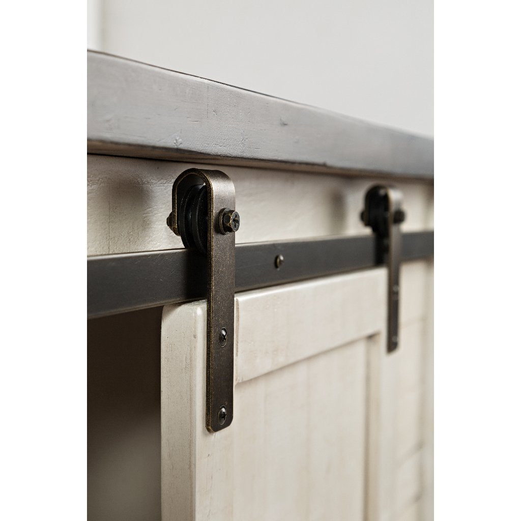 Loft 32&quot; Barn Door Vintage White Storage Cabinet