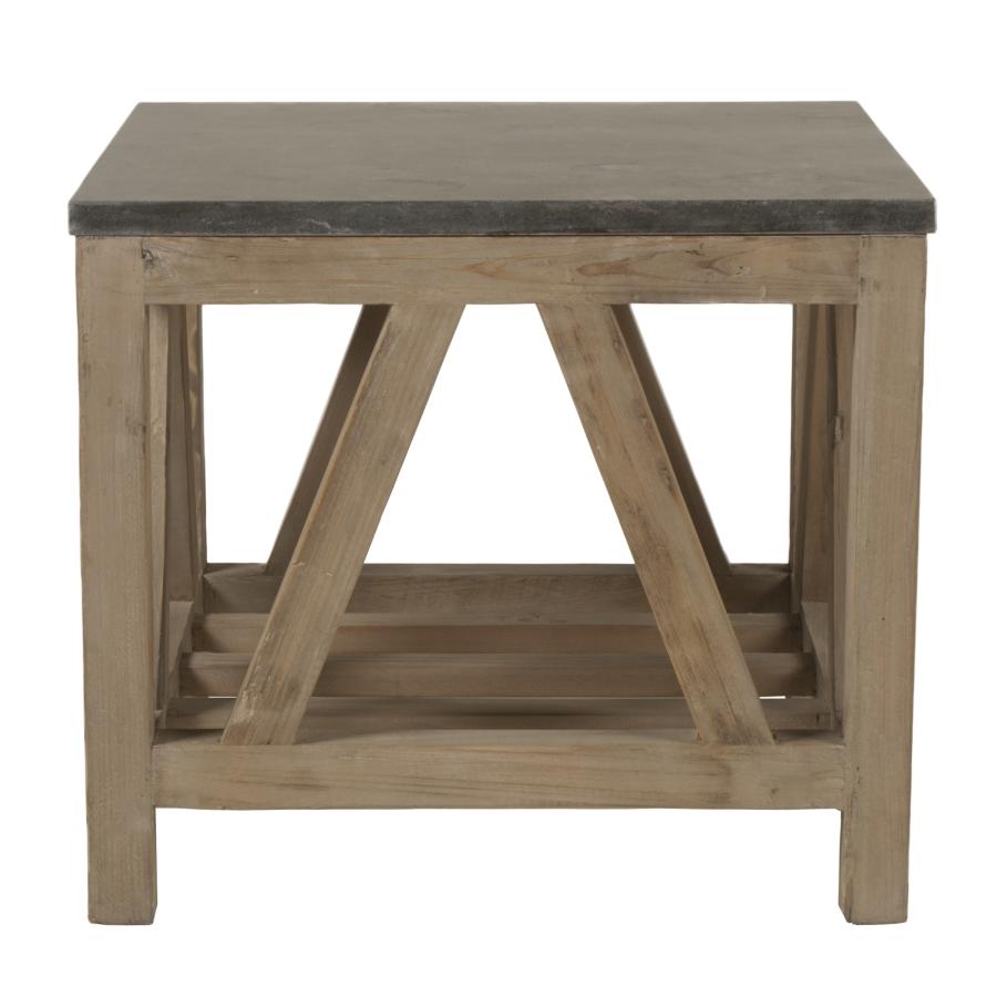 Blue Stone End Table in Smoke Gray Pine