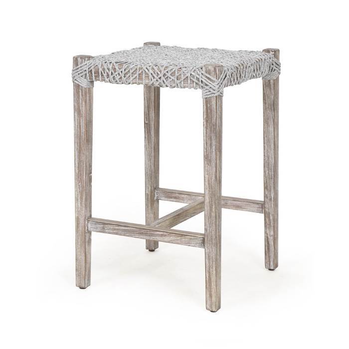 Costa Counter Stool in Taupe & White Flat Rope