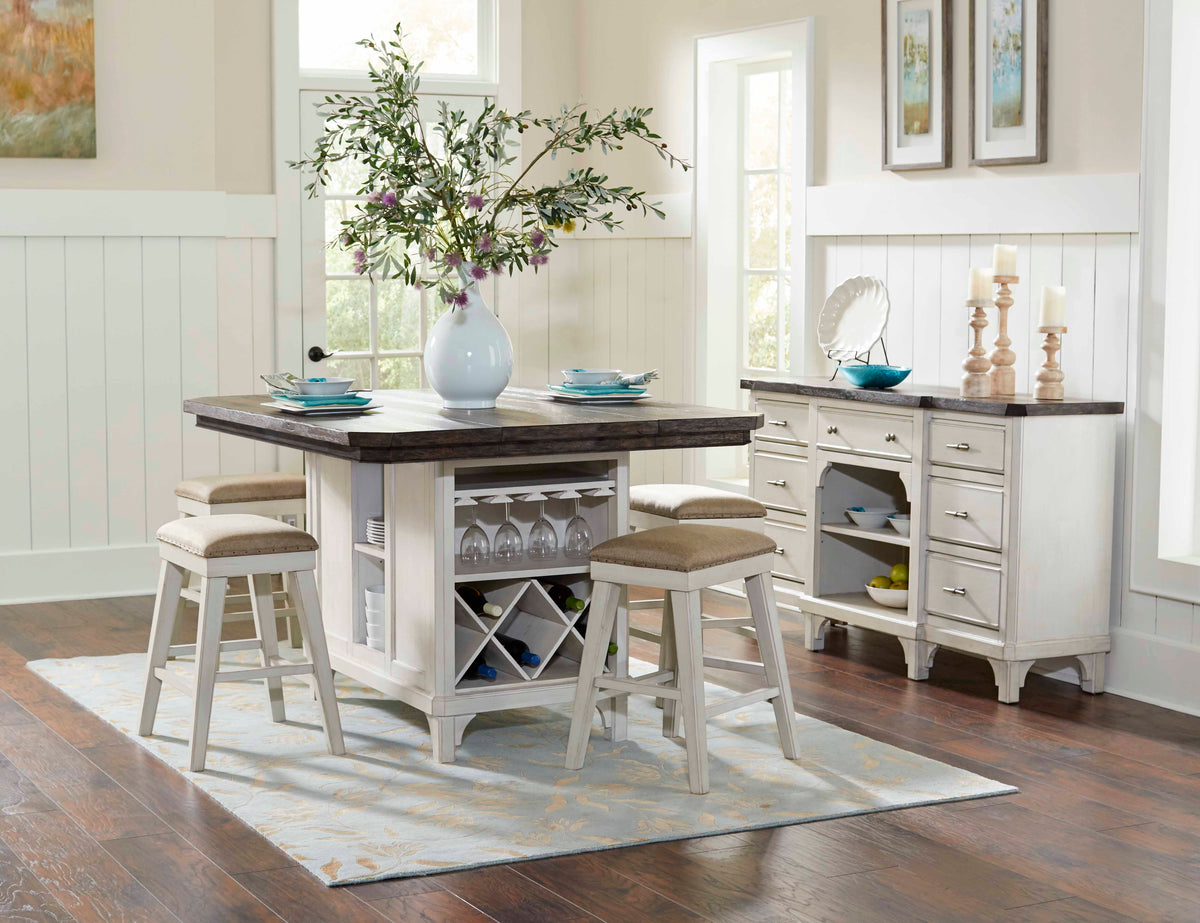 Mystic Island 5Piece Extendable (30"48") Kitchen Island Dining Set