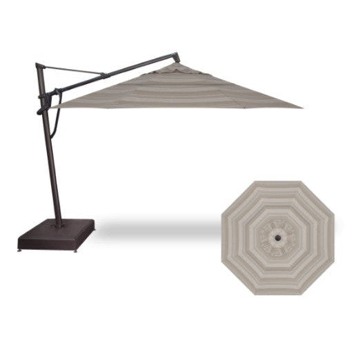 Treasure Garden 13-ft Outdoor Patio Umbrella with Lux Lighting, Octagonal Cantilever with Fixed or Rolling Base