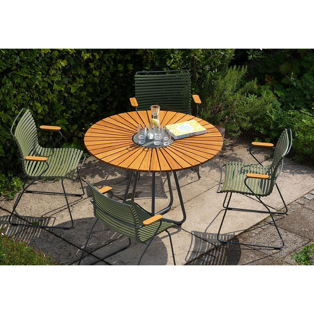 HOUE Danish Modern Design  - Circle 5-Piece Outdoor Patio 59" Dining Set with Armchairs