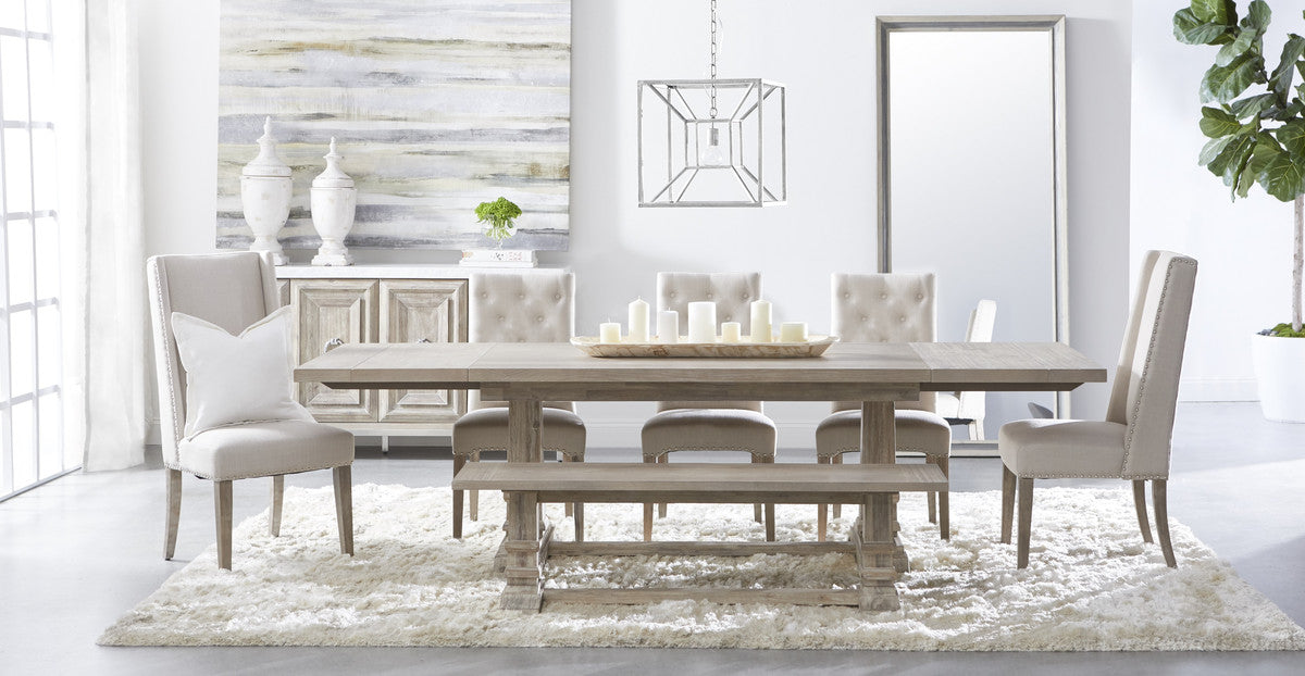 Hudson Extension (78-110&quot;) Dining Table in Wire Brushed Natural Gray