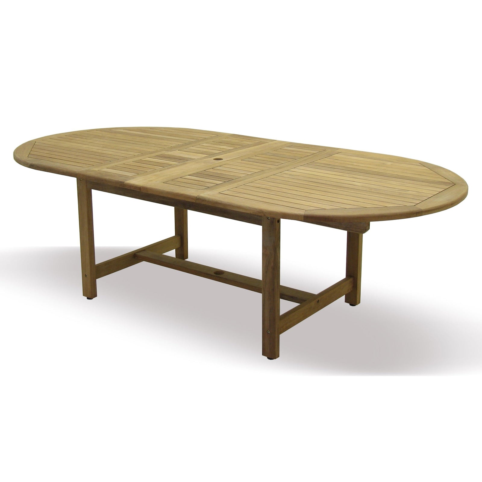 Harbour Teak Outdoor Patio Dining Table Only (Extendable Oval 71-95" with 2 Self Storing Butterfly Leaves)
