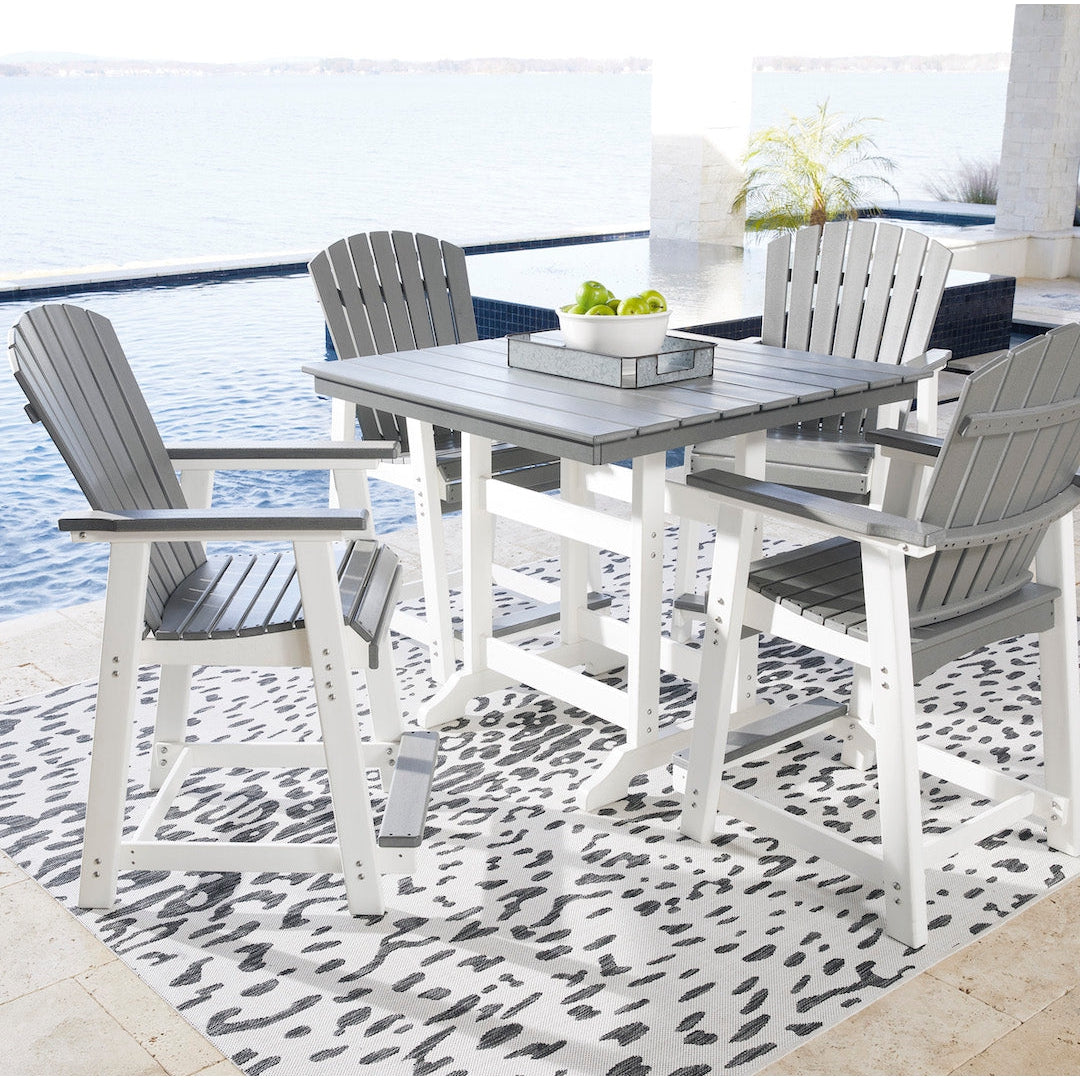 Poly Grey & White Two Tone 42" Counter Height Outdoor Dining Set