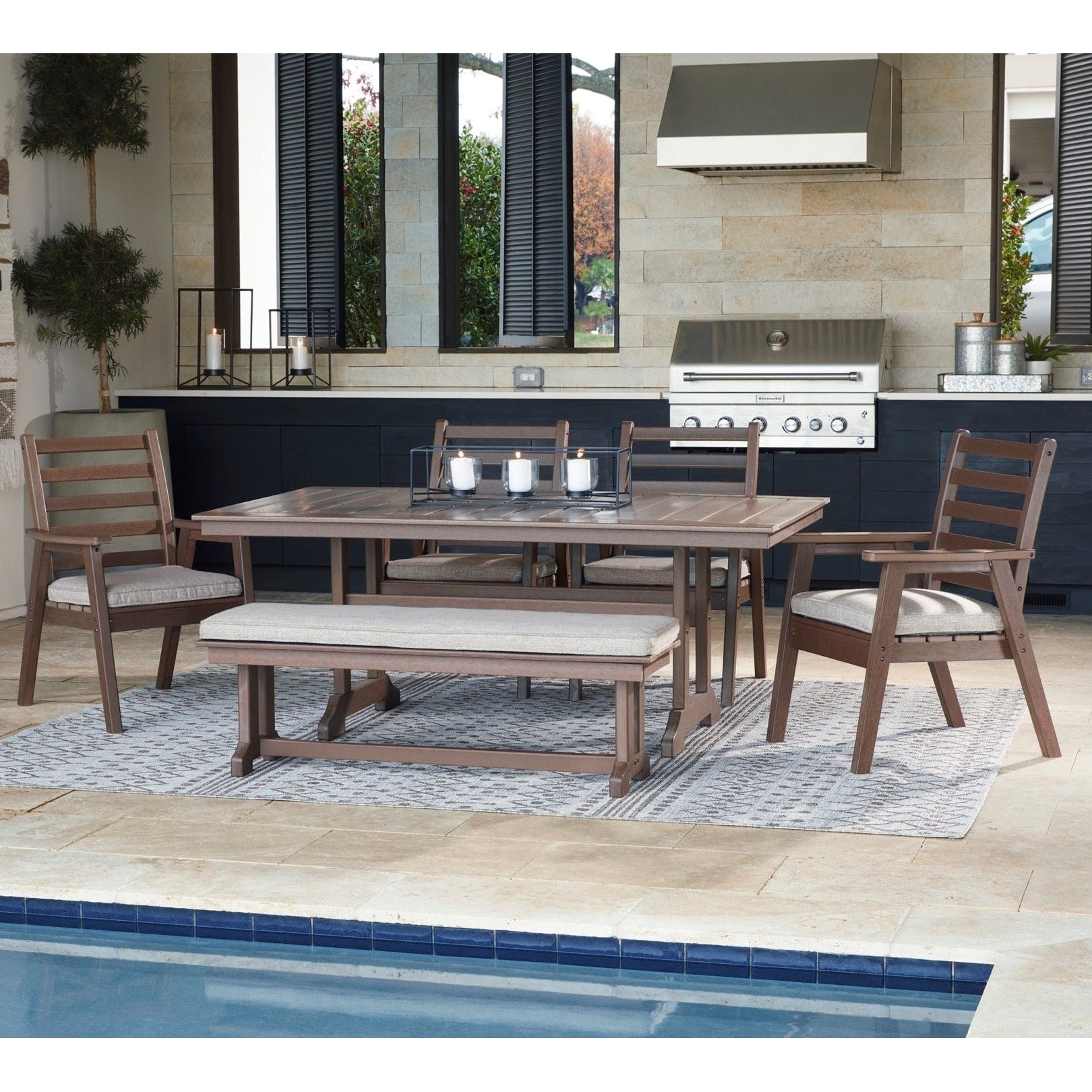 Poly Redwood 6-Piece Outdoor 72" Dining Set