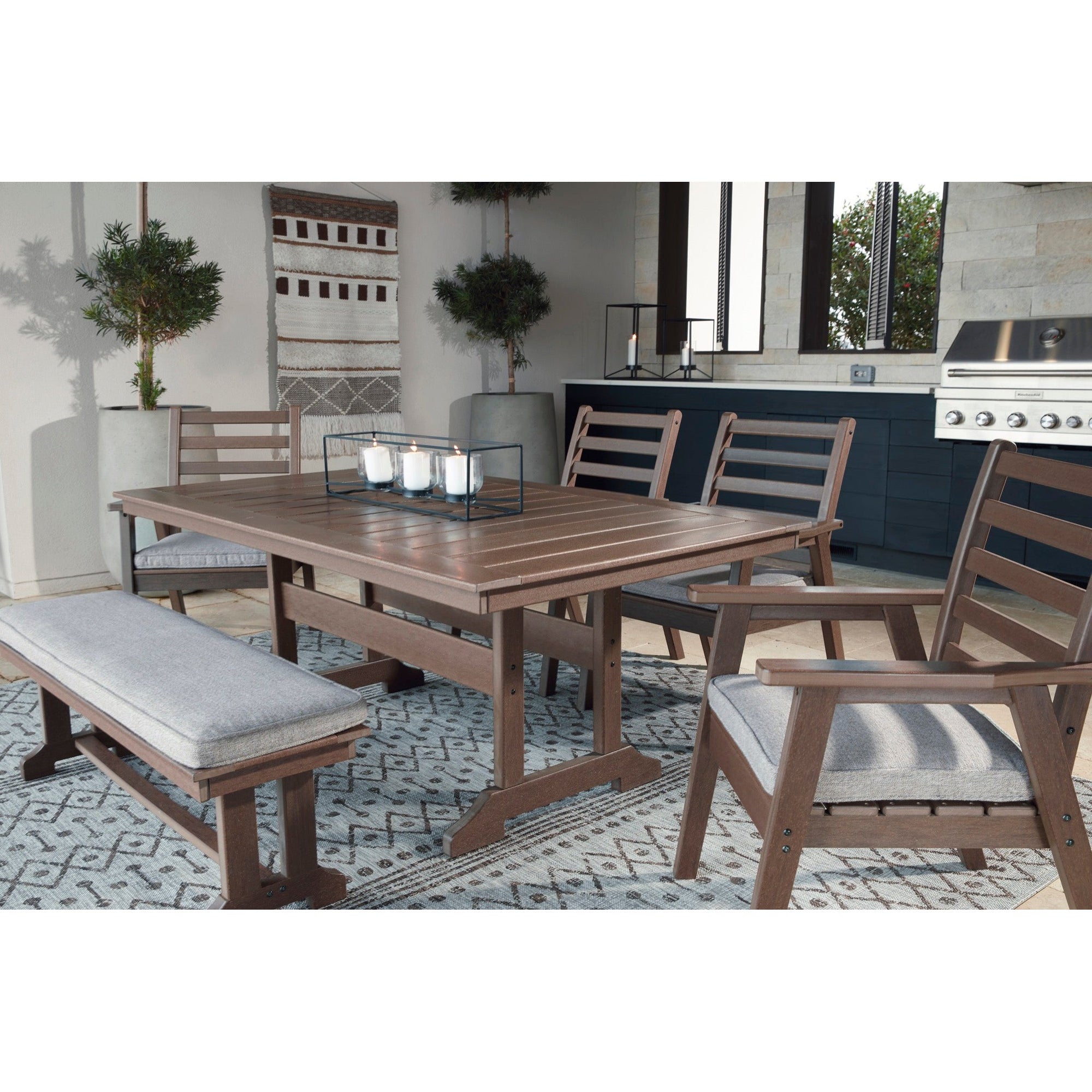 Poly Redwood 6-Piece Outdoor 72" Dining Set
