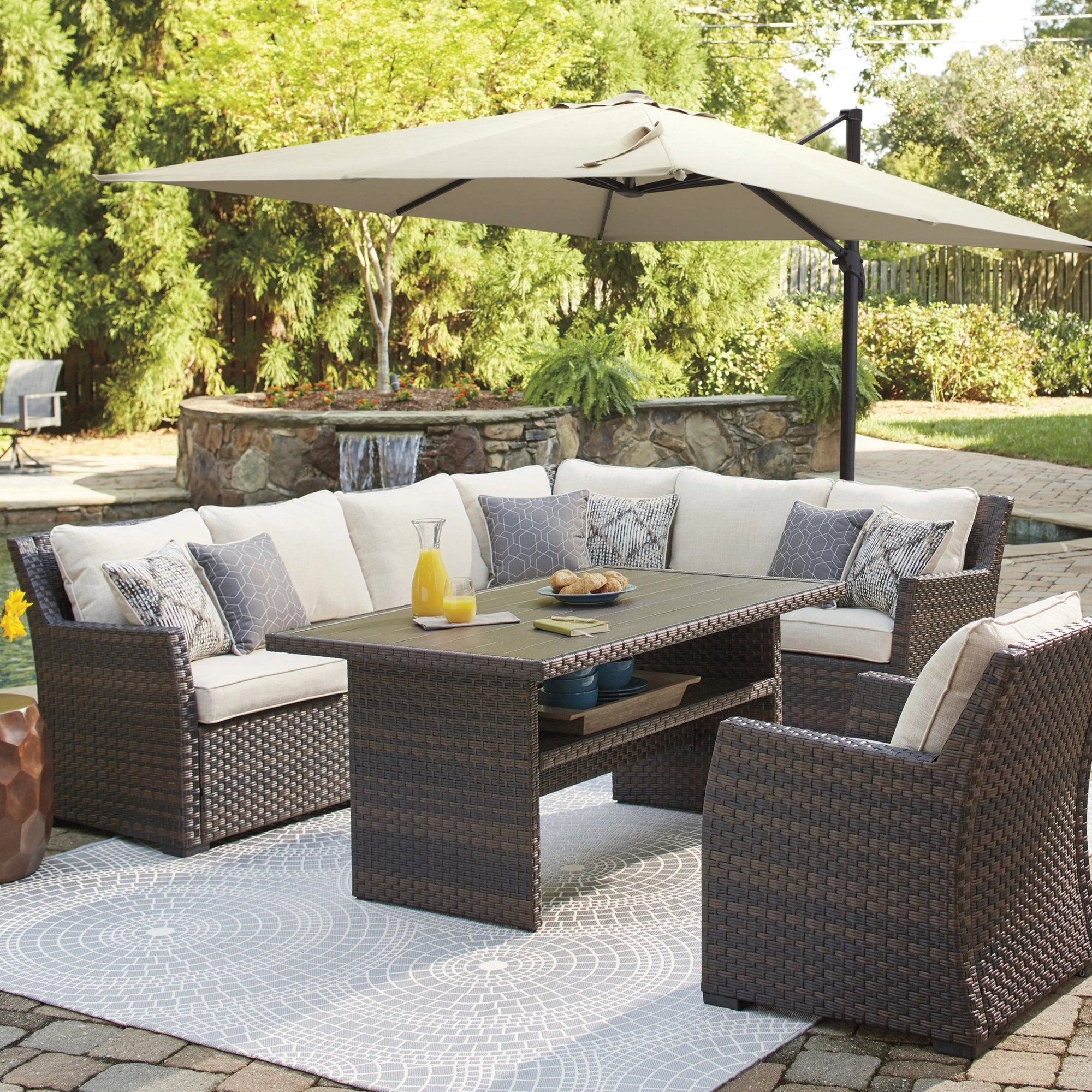 Treasure Garden 10x13 Foot Cantilever Umbrella with Base Rectangular