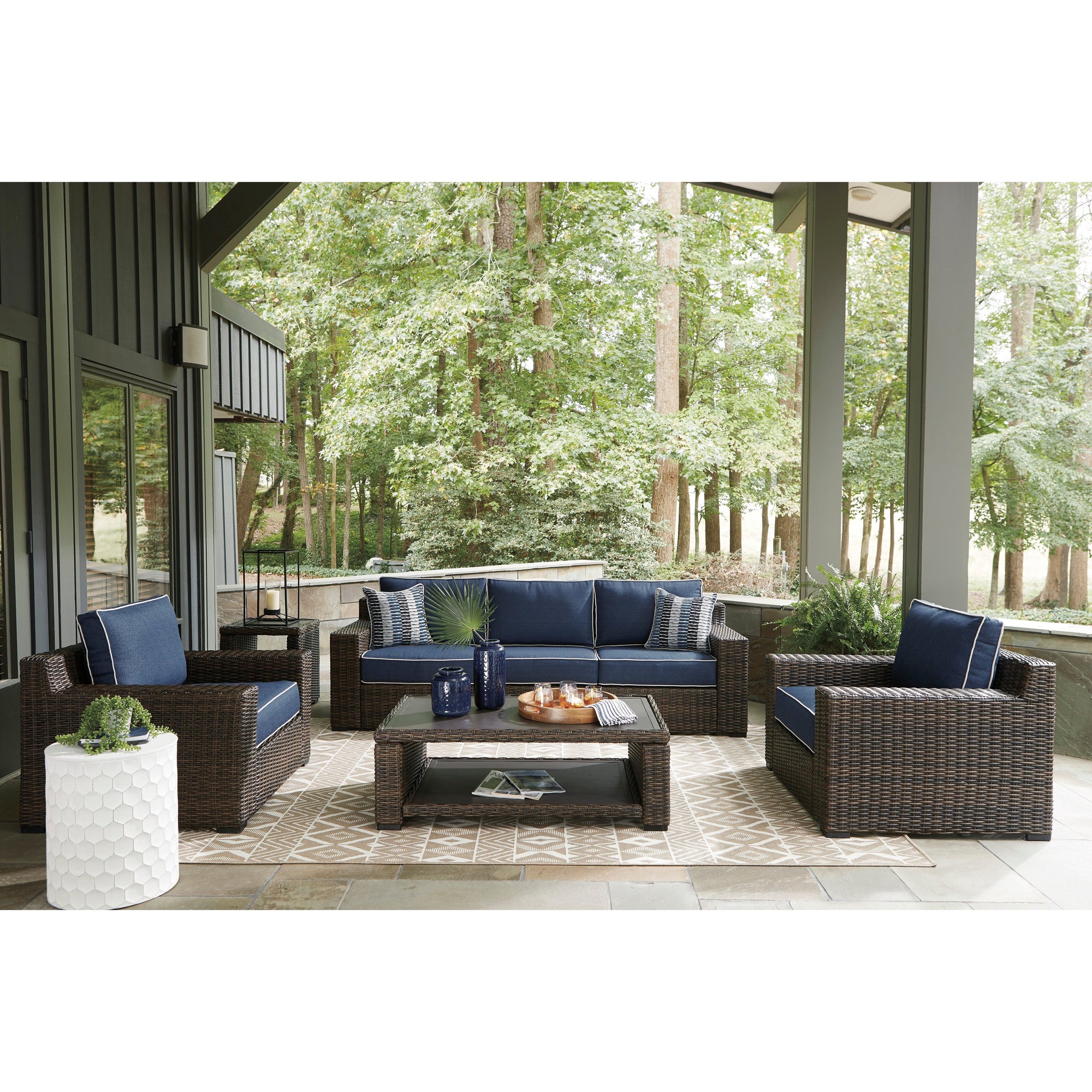 Outdoor 49&quot; Woven Coffee Table in Sag Harbor / Sea Cliff