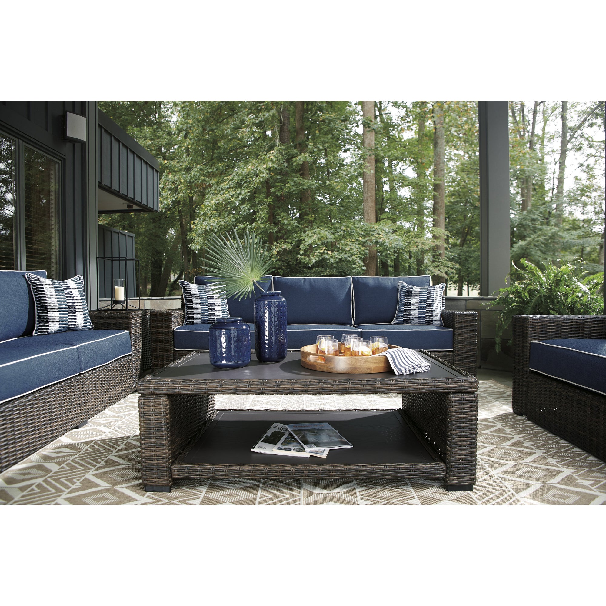 Outdoor 49&quot; Woven Coffee Table in Sag Harbor / Sea Cliff