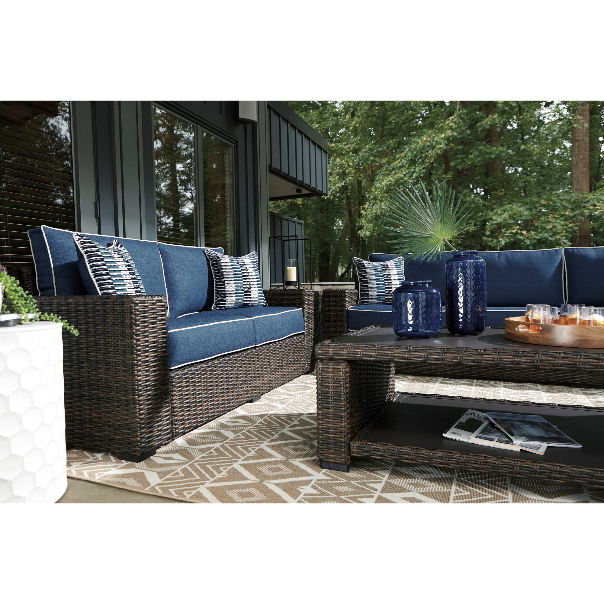 Outdoor 49&quot; Woven Coffee Table in Sag Harbor / Sea Cliff