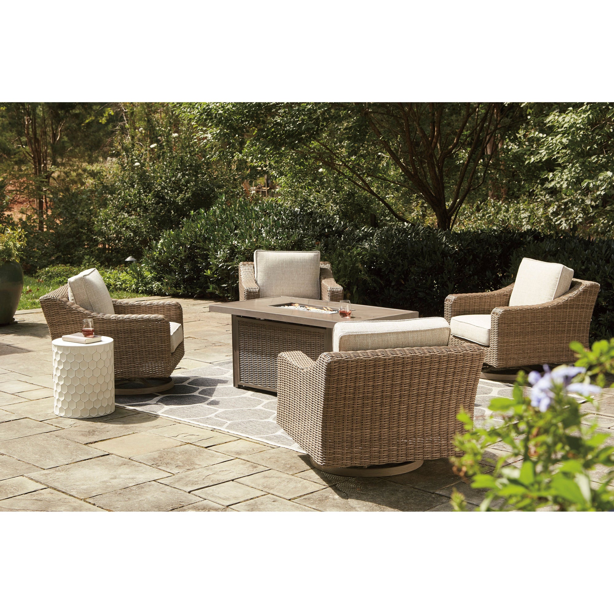 Fire Island Mist Outdoor 58&quot; Firepit Table