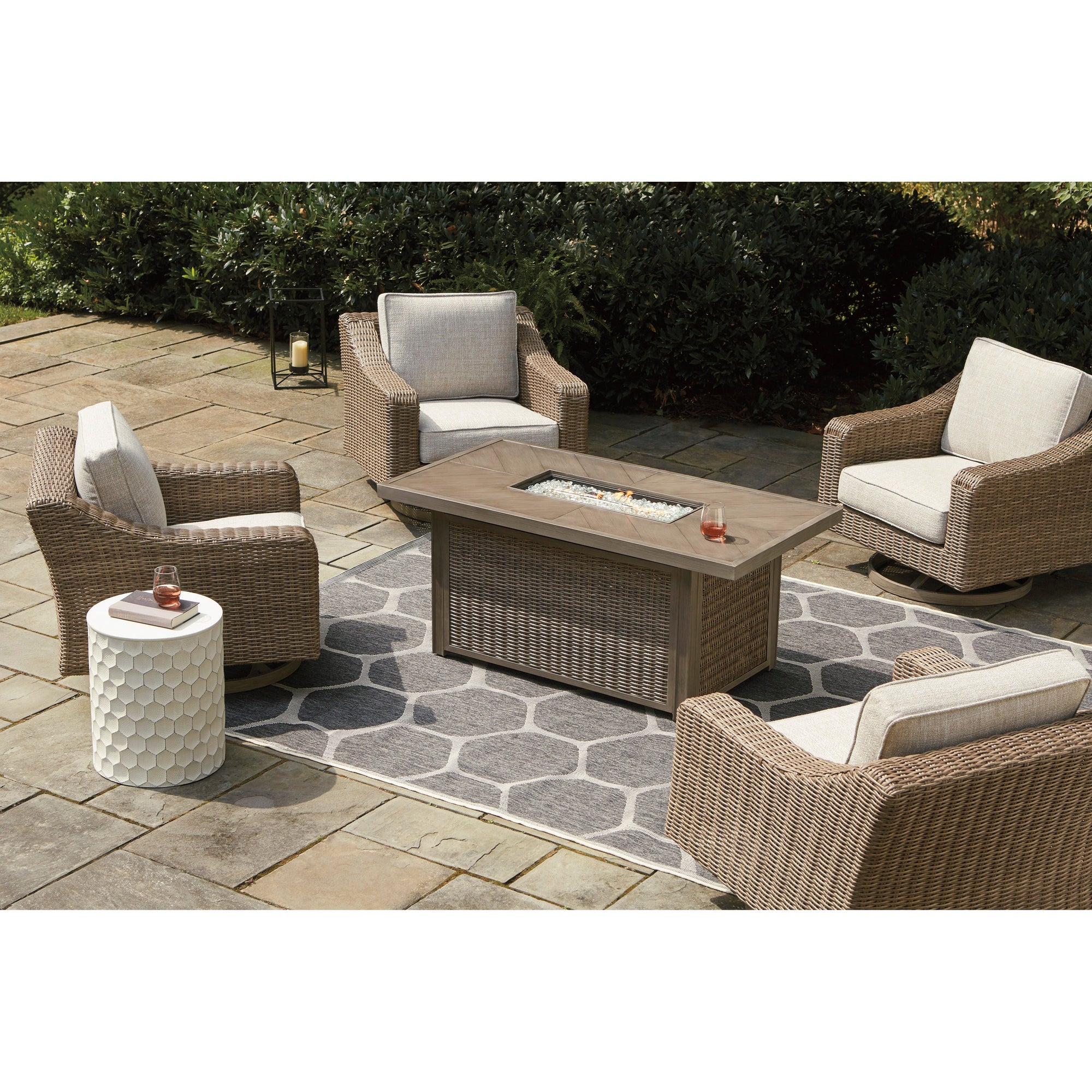 Fire Island Mist Outdoor 58&quot; Firepit Table