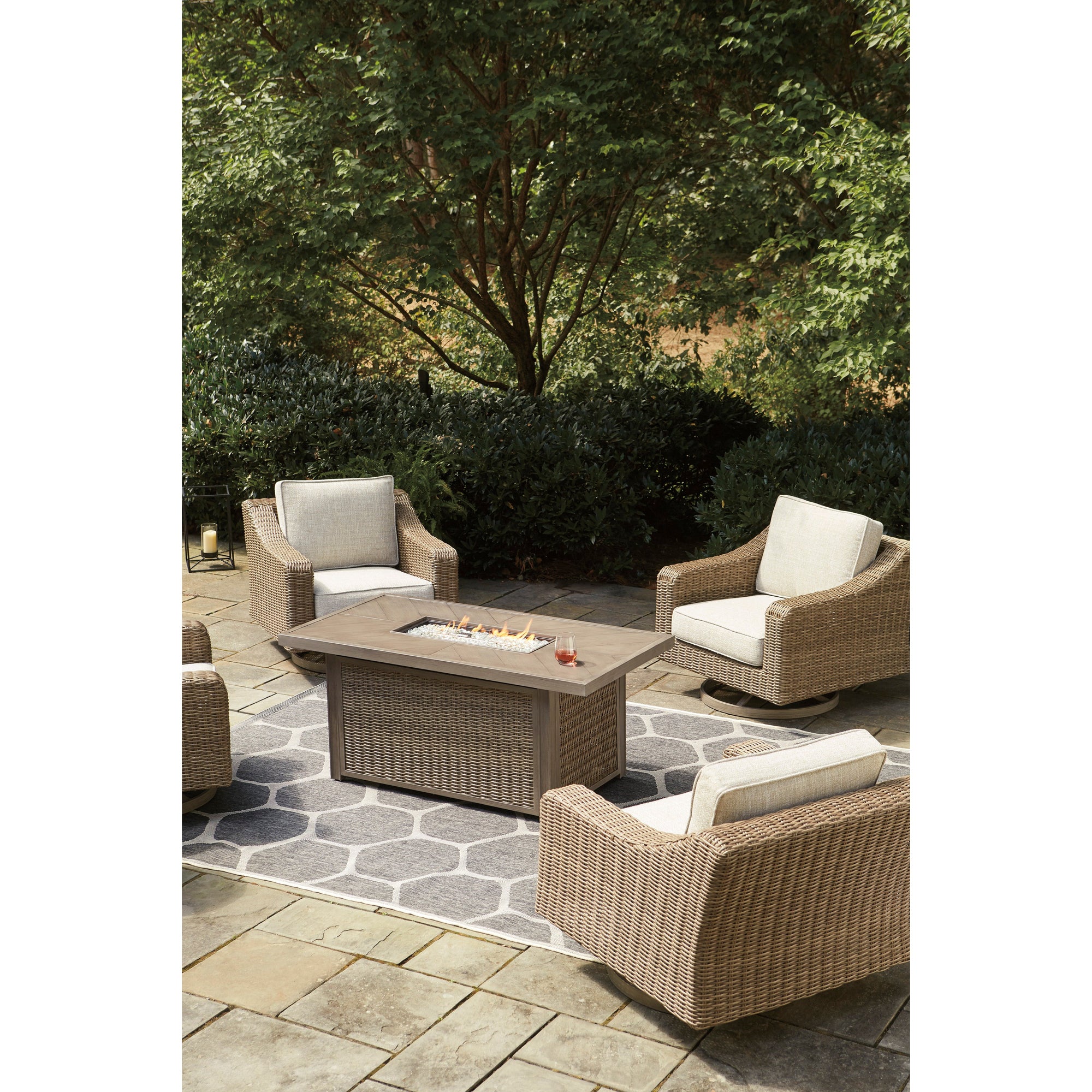Fire Island Mist Outdoor 58&quot; Firepit Table