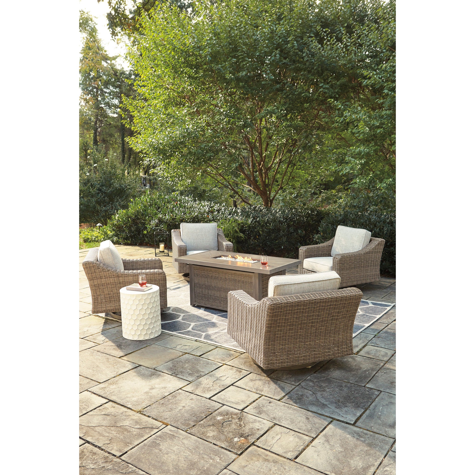 Fire Island Mist Outdoor 58&quot; Firepit Table