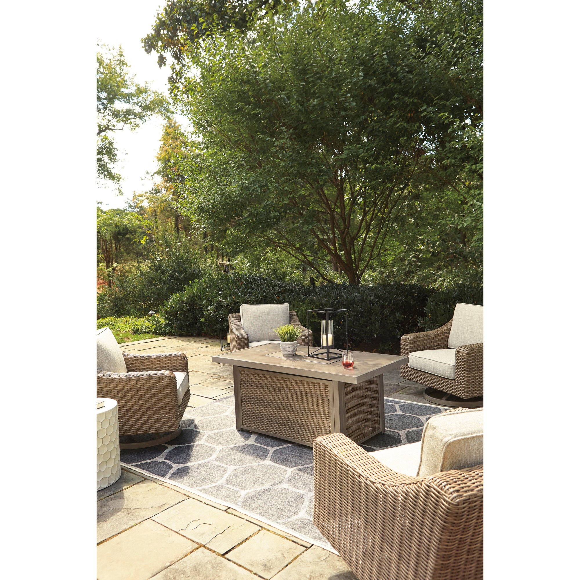 Fire Island Mist Outdoor 58&quot; Firepit Table
