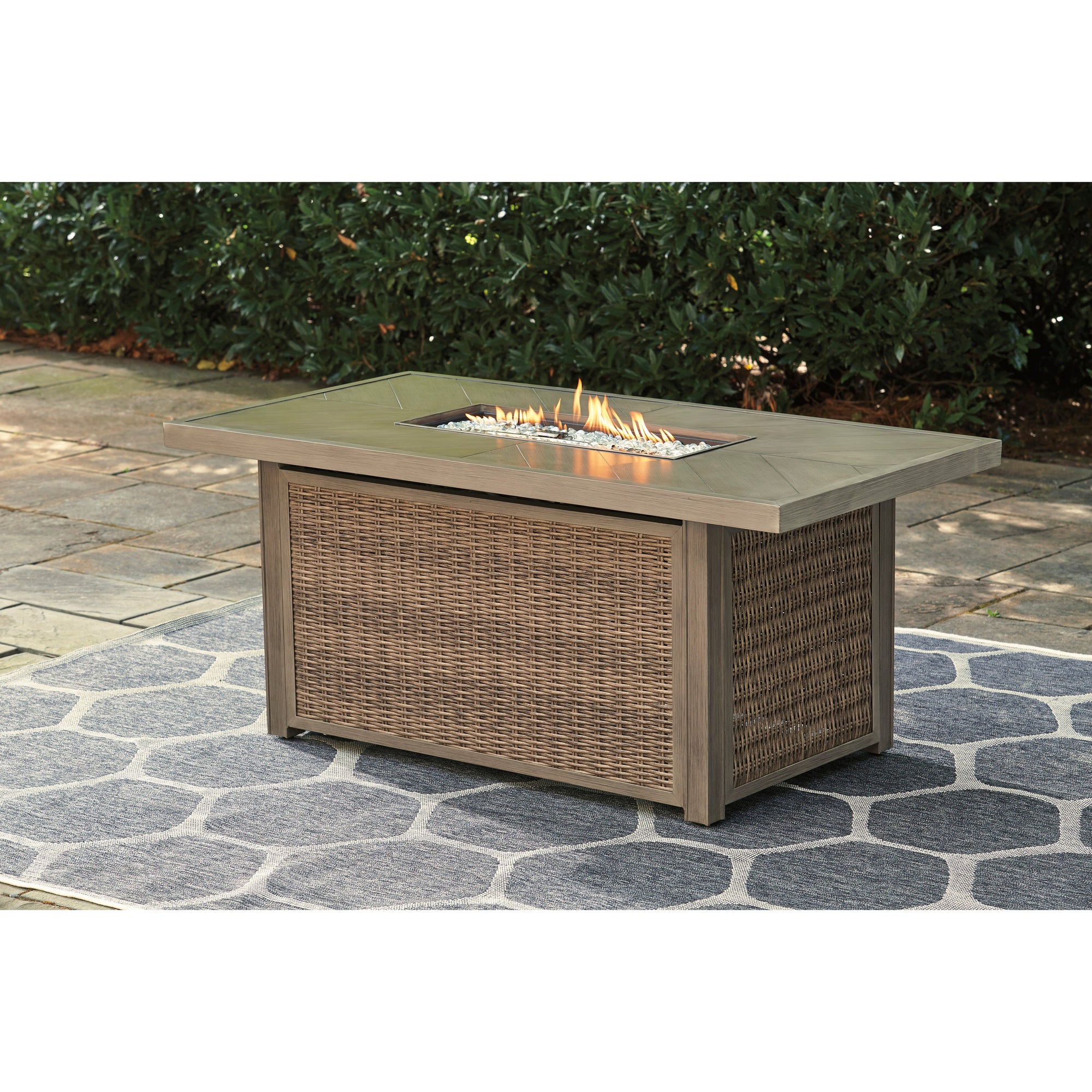 Fire Island Mist Outdoor 58&quot; Firepit Table