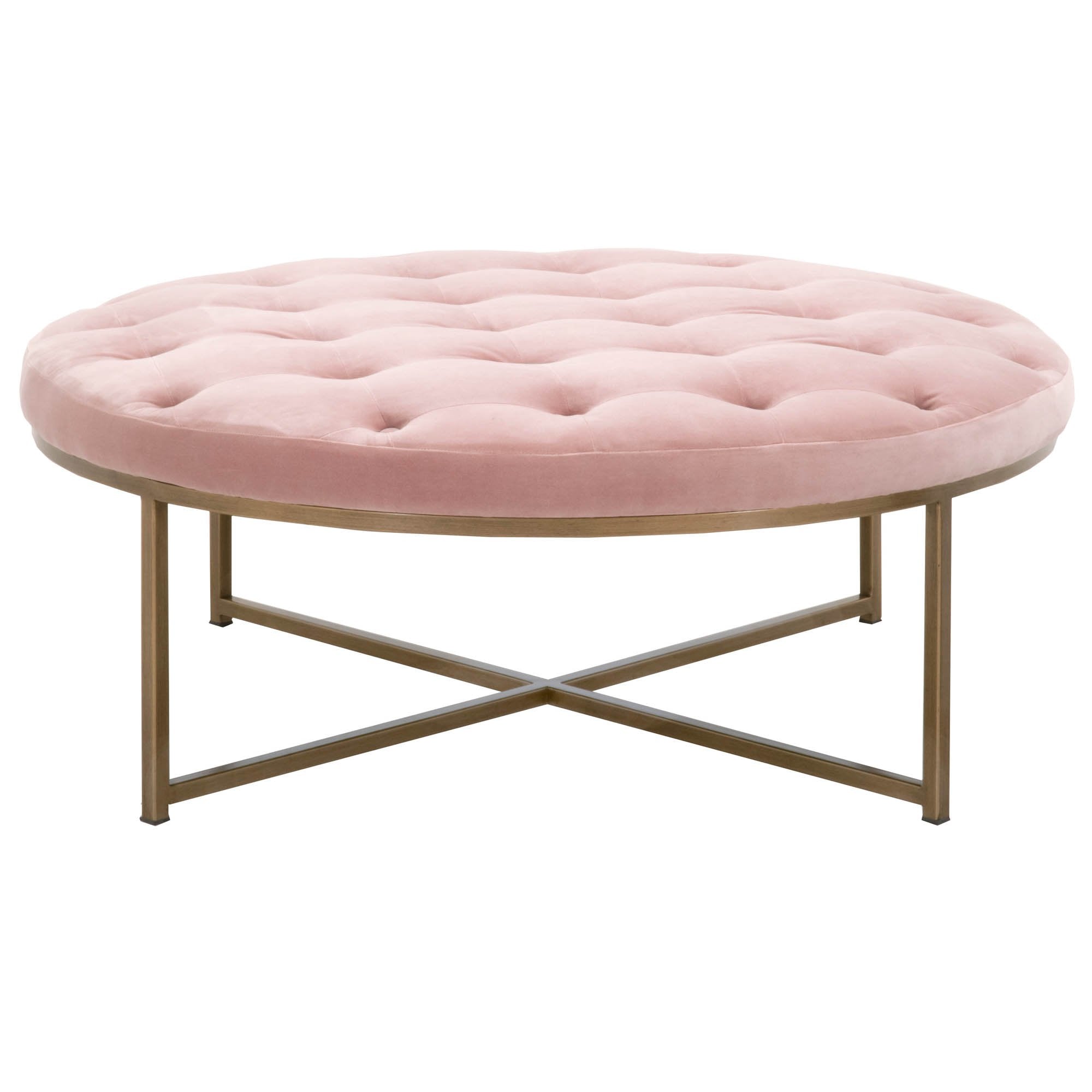 Rochelle Upholstered Coffee Table in Blush Pink Velvet