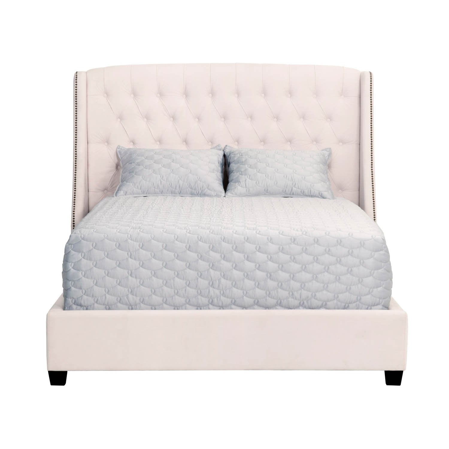 Sloan Queen Bed in Cream Velvet