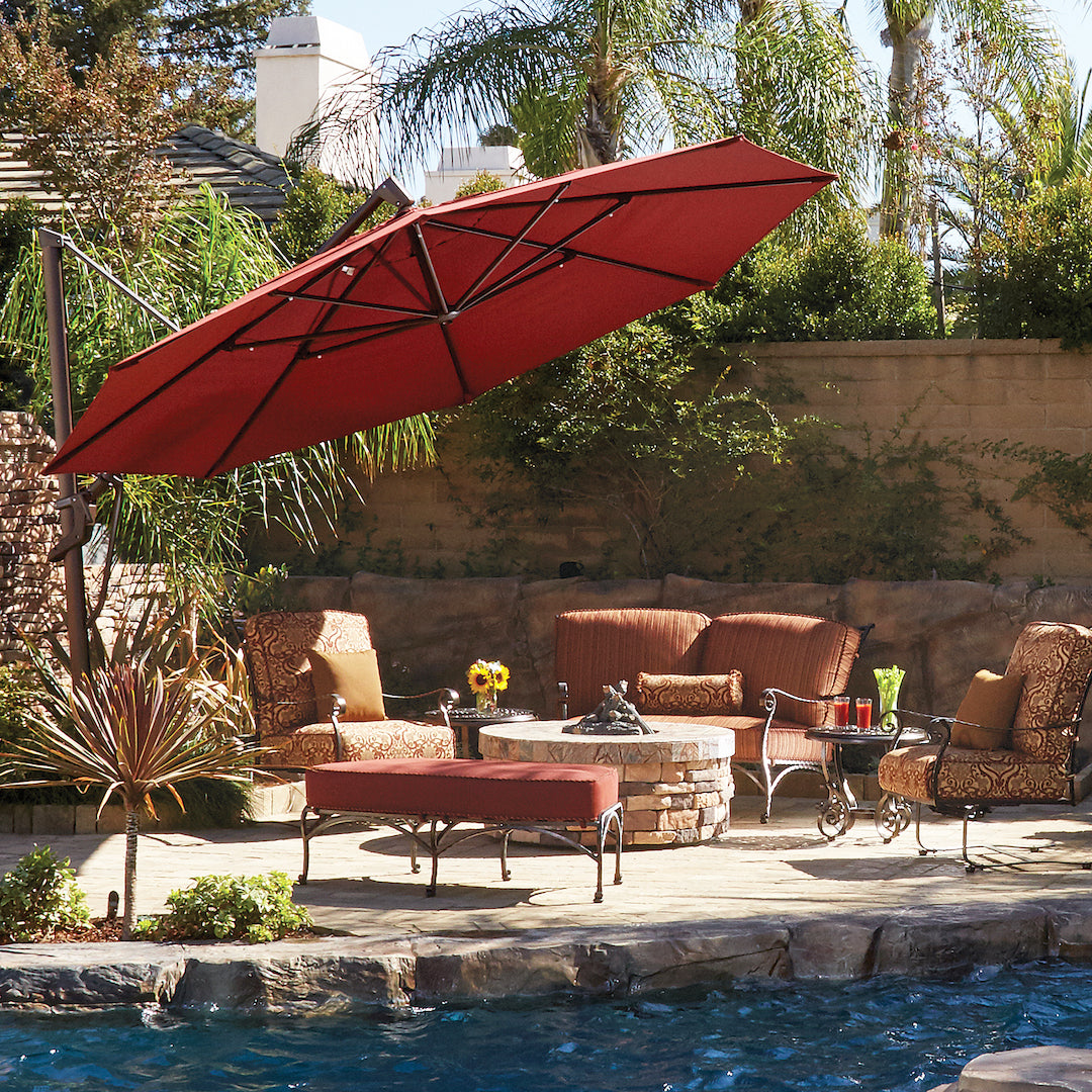 13-Foot Lux Lighting Octagonal Cantilever Outdoor Patio Umbrella with -  peter andrews