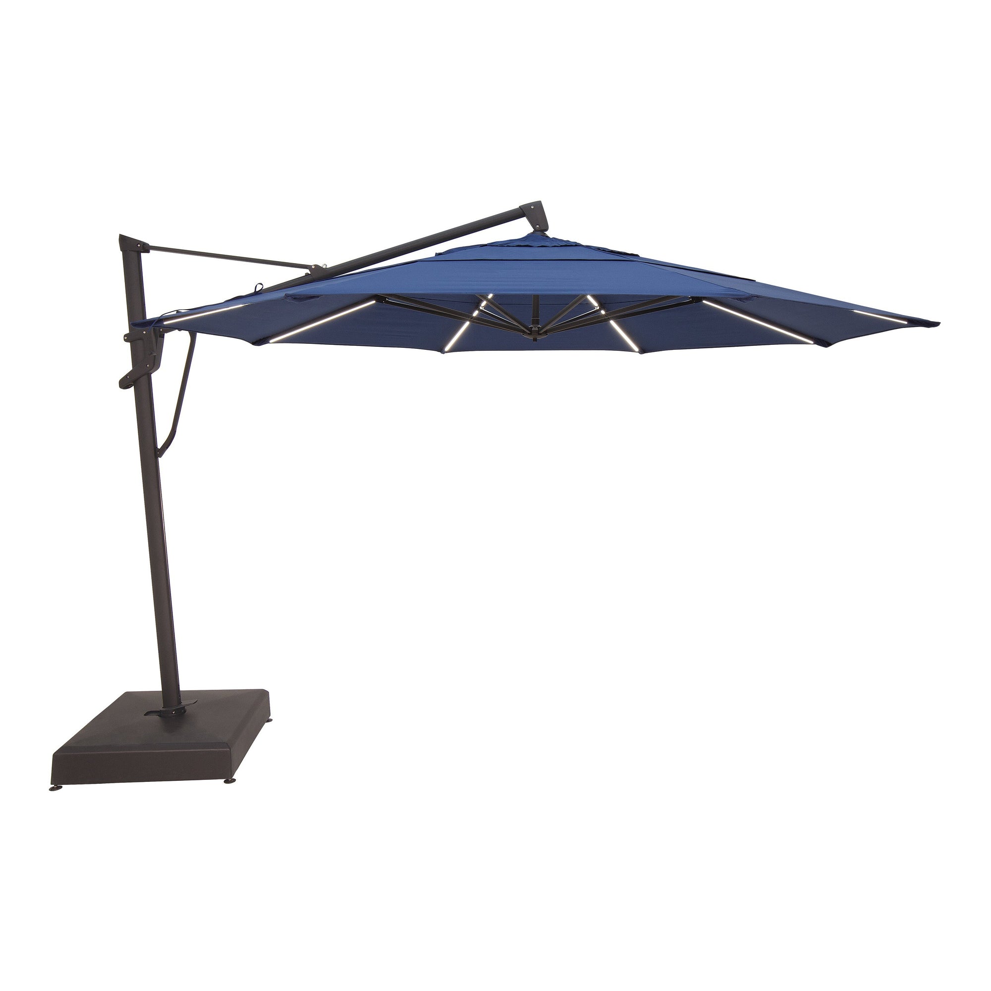 Treasure Garden 13-ft Outdoor Patio Umbrella with Lux Lighting, Octagonal Cantilever with Fixed or Rolling Base