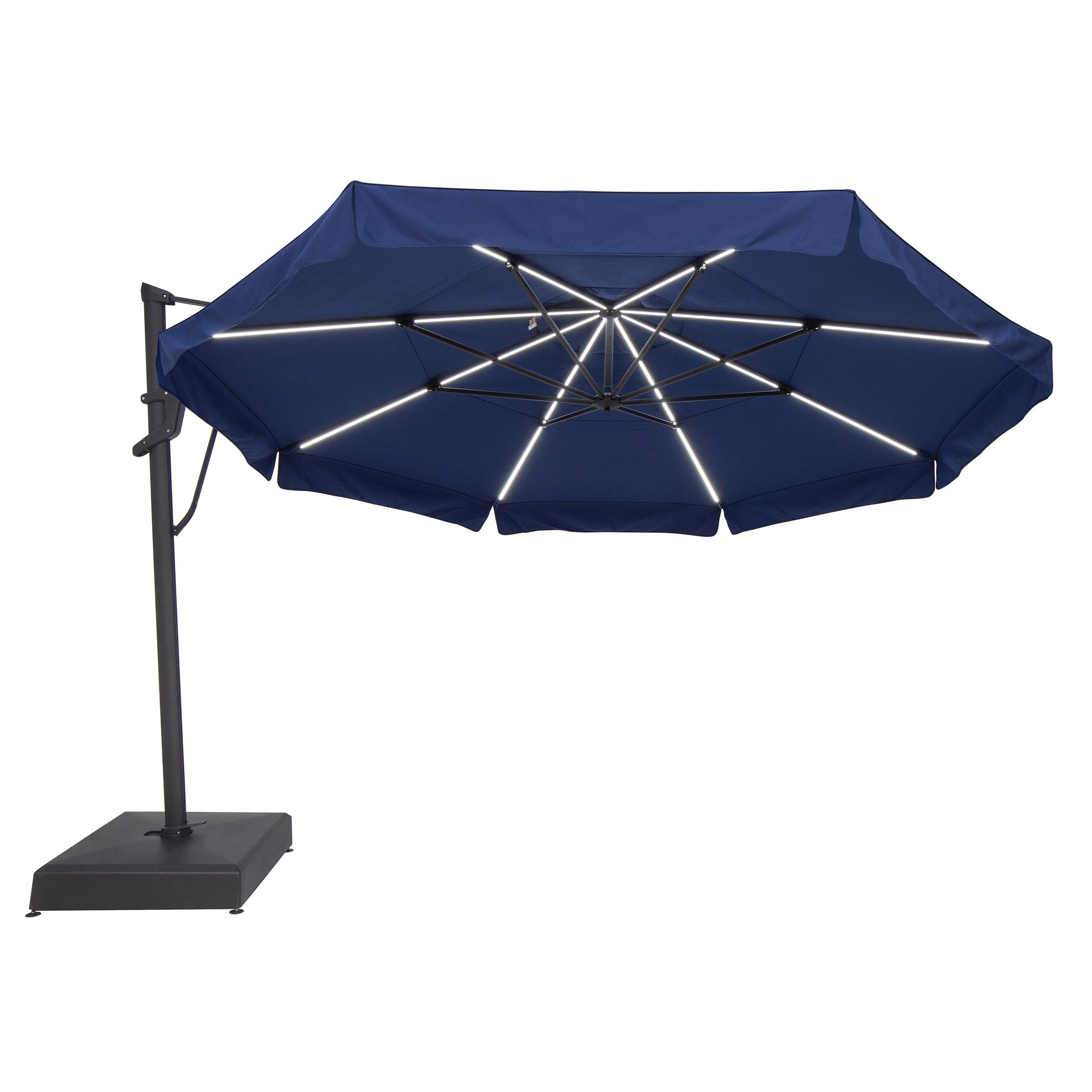 Treasure Garden 13-ft Outdoor Patio Umbrella with Lux Lighting, Octagonal Cantilever with Fixed or Rolling Base