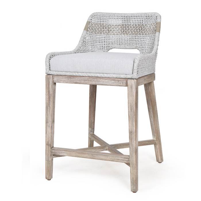 Tapestry Counter Stool in Taupe & White Flat Rope