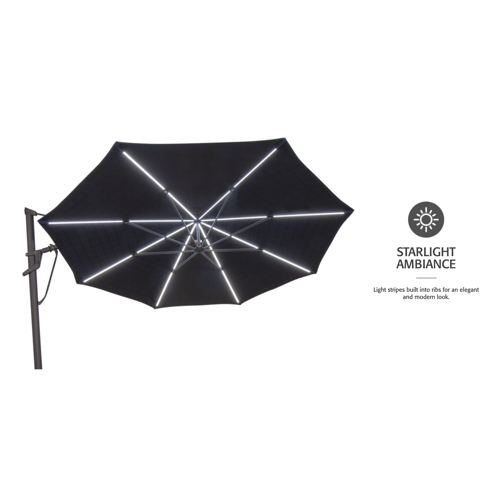 Treasure Garden 13-ft Outdoor Patio Umbrella with Lux Lighting, Octagonal Cantilever with Fixed or Rolling Base