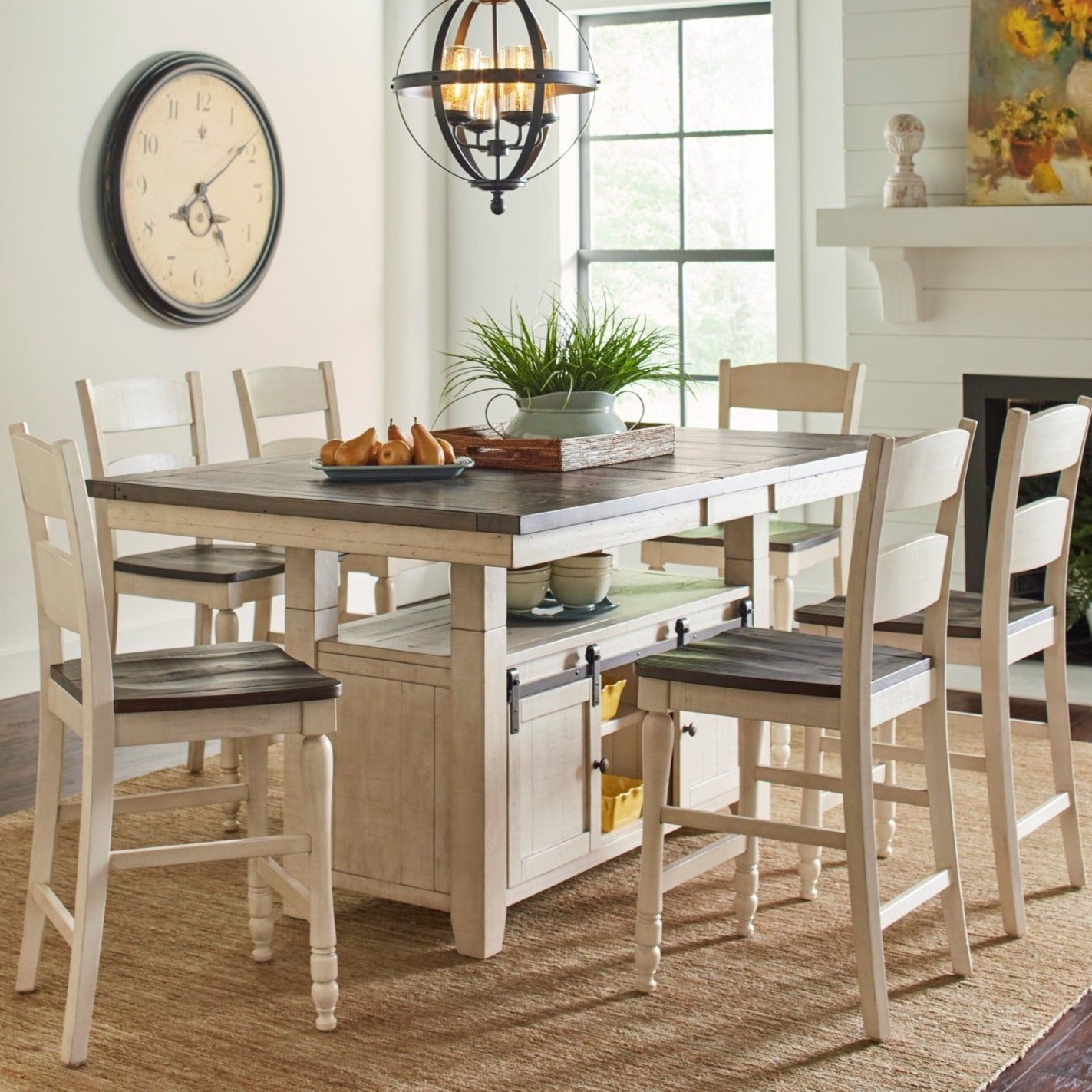 Loft 7-Pc Dining Set Hi-Lo Extendable (60-72")Adjustable Height in