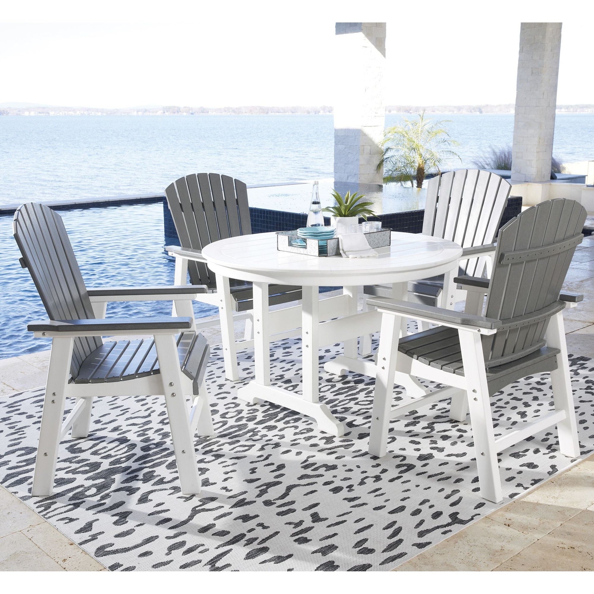 Poly White 48" Round Outdoor Dining Table