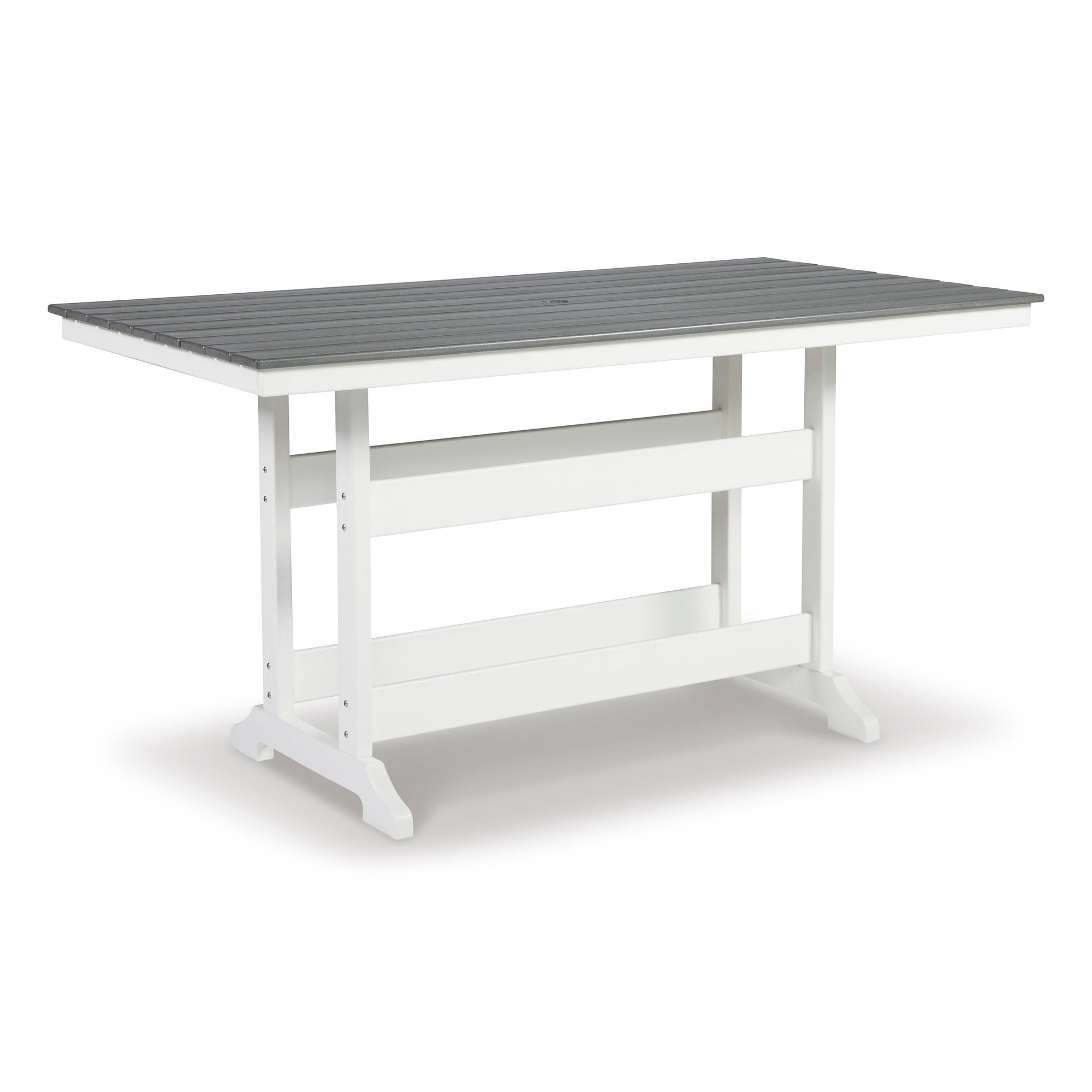 Poly Outdoor 5pc Dining Set in Grey &amp; White Two Tone 42&quot; Square Counter Height