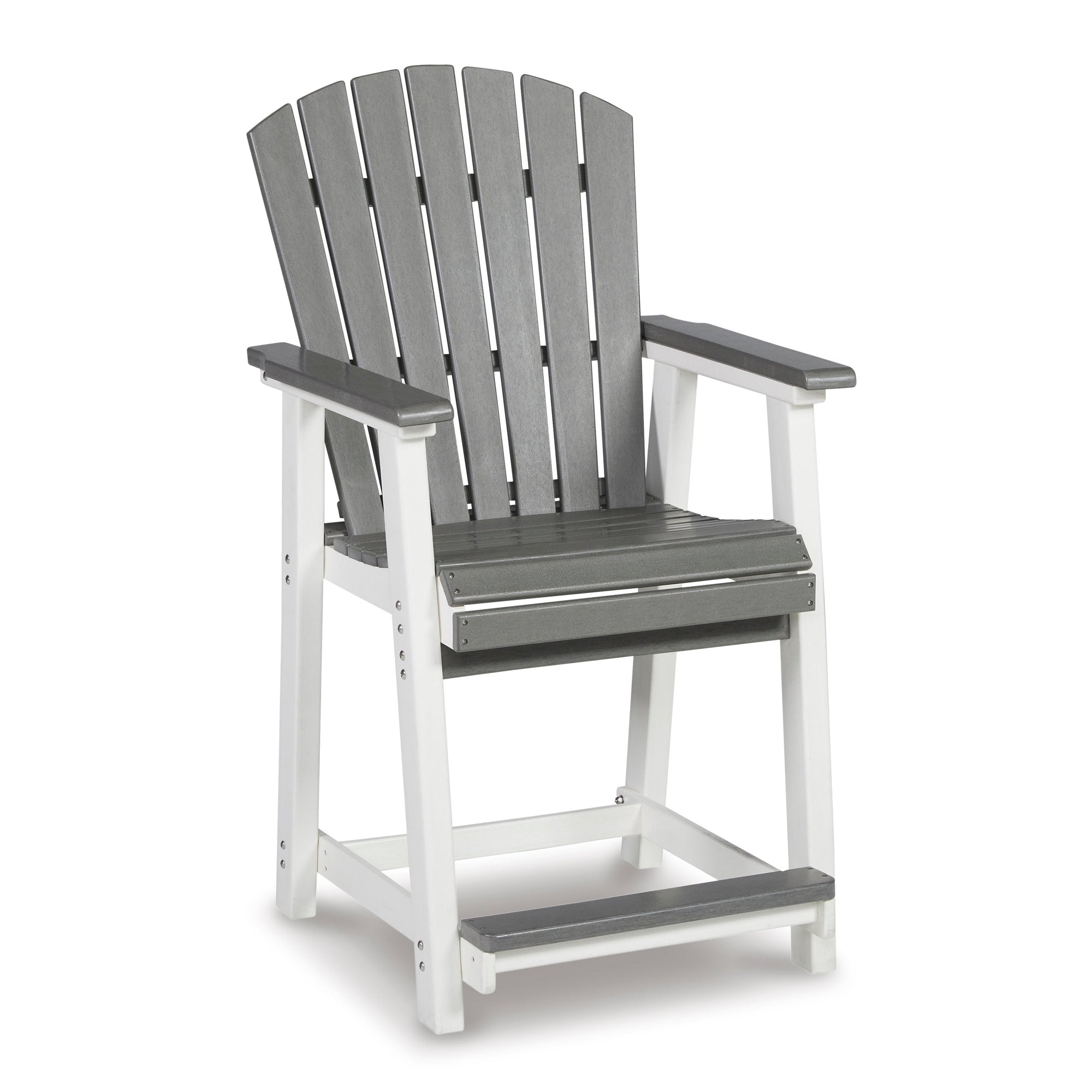 Poly Grey & White Two Tone Outdoor Counter Height Arm/Dining Chair