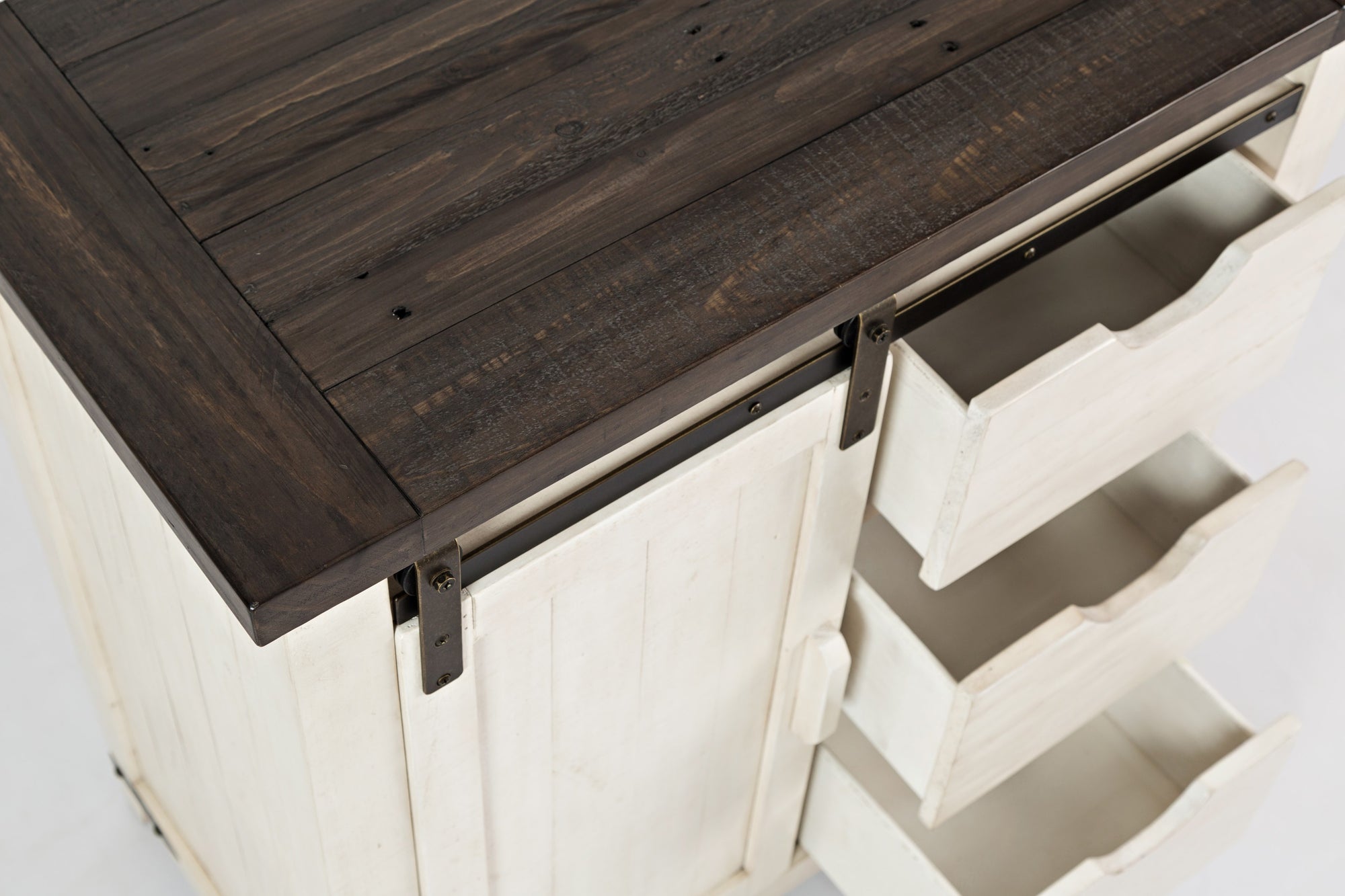 Loft 32&quot; Barn Door Vintage White Storage Cabinet