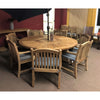 Komodo Teak 70&quot; Round Table with Lazy Susan- 7-Piece Outdoor Dining Set (with 6 Teak Armchairs + 6 FREE Cushions)
