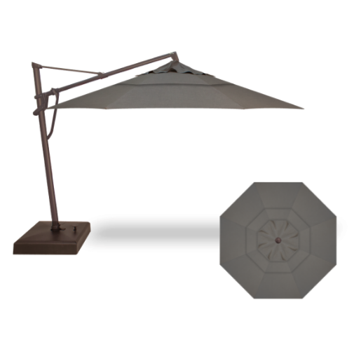 Treasure Garden 13-ft Outdoor Patio Umbrella with Lux Lighting, Octagonal Cantilever with Fixed or Rolling Base