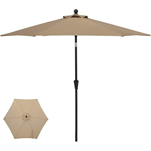 citrine patio umbrella 9 feet 9' Octagon Crank Auto Tilt Essential Fiberglass free assembly With a fixing strap easy to secure the canopy when not in use Sturdy fixing latch prevents sudden closure during use Note LOUNZY 9FT Large Outdoor Patio